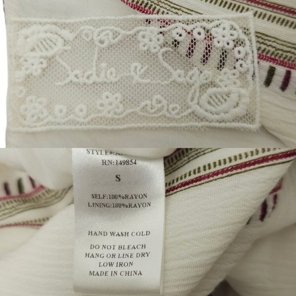 Sadie And Sage Striped Romper Size S Tie Belt Back Zip Lined Deep V Neck - Picture 8 of 16